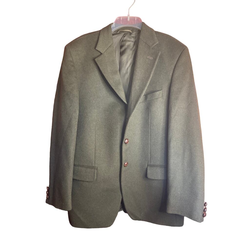 Men's Elbow Patch Steinbock Green Wool Suit Coat 44